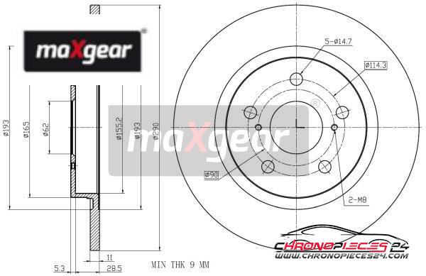 Achat de MAXGEAR 19-1870 Disque de frein pas chères