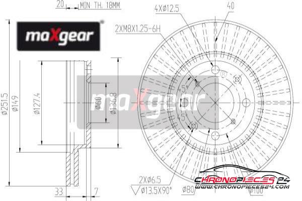 Achat de MAXGEAR 19-1871 Disque de frein pas chères