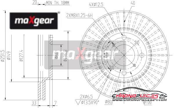 Achat de MAXGEAR 19-1871 Disque de frein pas chères