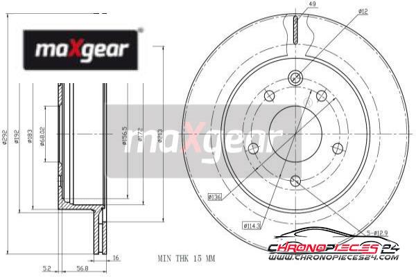 Achat de MAXGEAR 19-1873 Disque de frein pas chères