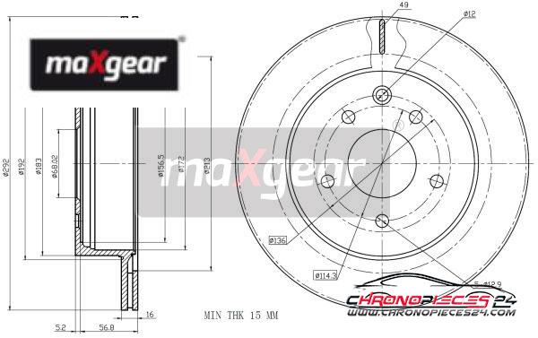 Achat de MAXGEAR 19-1873 Disque de frein pas chères