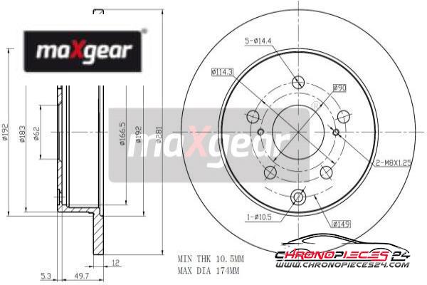 Achat de MAXGEAR 19-2466 Disque de frein pas chères