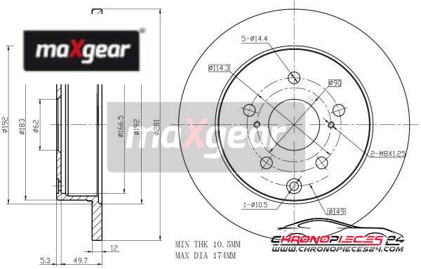 Achat de MAXGEAR 19-2466 Disque de frein pas chères