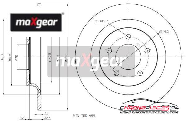 Achat de MAXGEAR 19-2497 Disque de frein pas chères