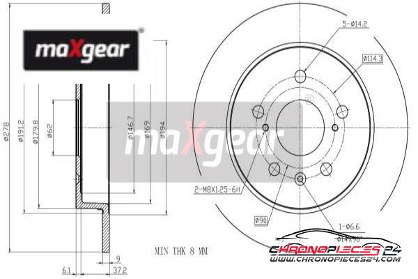 Achat de MAXGEAR 19-3350 Disque de frein pas chères