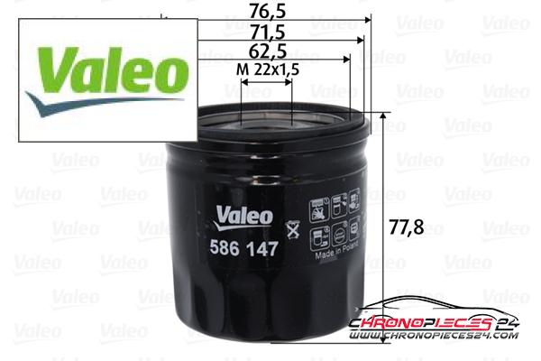 Achat de VALEO 586147 Filtre à huile pas chères