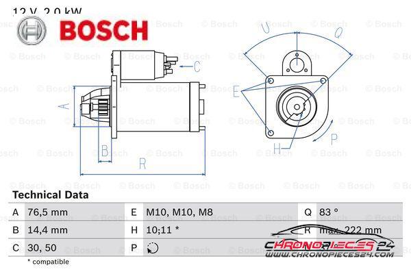 Achat de BOSCH 0 986 023 530 Démarreur pas chères