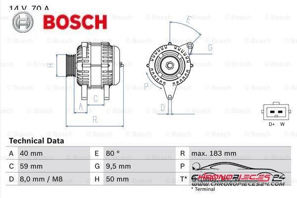 Achat de BOSCH 0 986 038 070 Alternateur pas chères