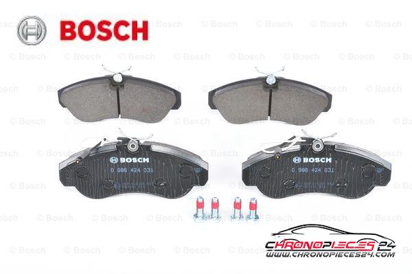 Achat de BOSCH 0 986 424 031 Kit de plaquettes de frein, frein à disque pas chères