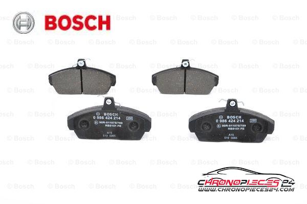 Achat de BOSCH 0 986 424 214 Kit de plaquettes de frein, frein à disque pas chères