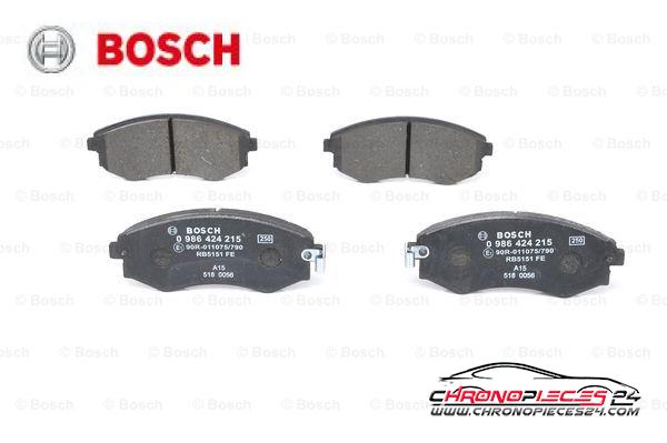 Achat de BOSCH 0 986 424 215 Kit de plaquettes de frein, frein à disque pas chères