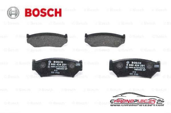 Achat de BOSCH 0 986 424 251 Kit de plaquettes de frein, frein à disque pas chères