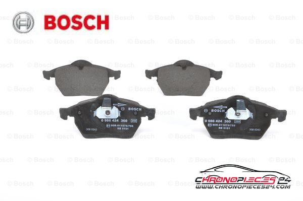 Achat de BOSCH 0 986 424 360 Kit de plaquettes de frein, frein à disque pas chères