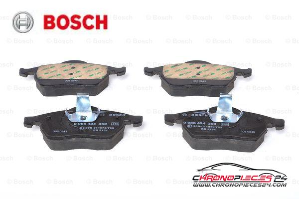 Achat de BOSCH 0 986 424 360 Kit de plaquettes de frein, frein à disque pas chères