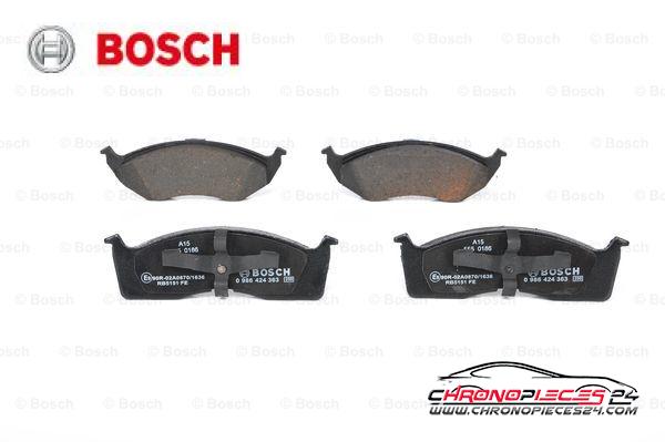 Achat de BOSCH 0 986 424 363 Kit de plaquettes de frein, frein à disque pas chères