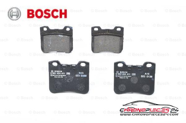 Achat de BOSCH 0 986 424 411 Kit de plaquettes de frein, frein à disque pas chères