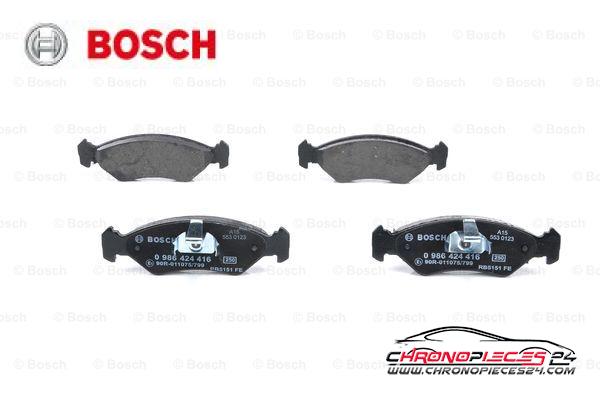 Achat de BOSCH 0 986 424 416 Kit de plaquettes de frein, frein à disque pas chères