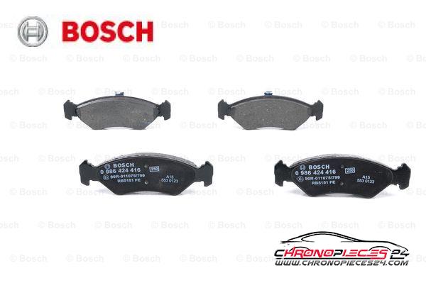 Achat de BOSCH 0 986 424 416 Kit de plaquettes de frein, frein à disque pas chères