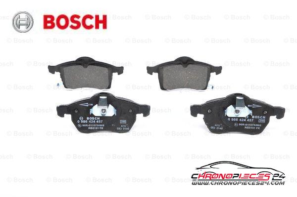 Achat de BOSCH 0 986 424 457 Kit de plaquettes de frein, frein à disque pas chères