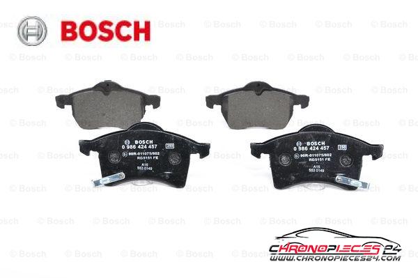 Achat de BOSCH 0 986 424 457 Kit de plaquettes de frein, frein à disque pas chères