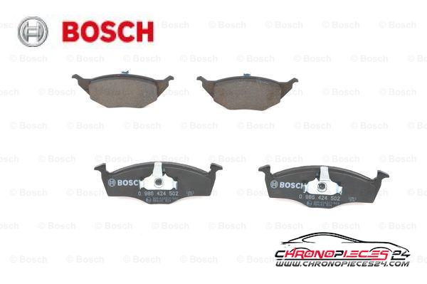 Achat de BOSCH 0 986 424 502 Kit de plaquettes de frein, frein à disque pas chères