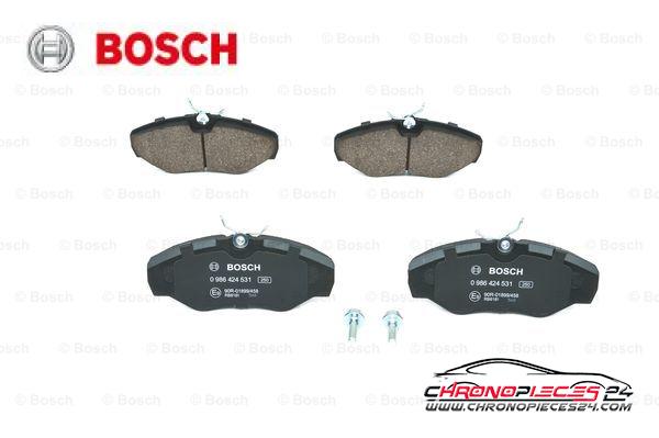 Achat de BOSCH 0 986 424 531 Kit de plaquettes de frein, frein à disque pas chères