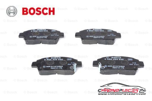 Achat de BOSCH 0 986 424 535 Kit de plaquettes de frein, frein à disque pas chères