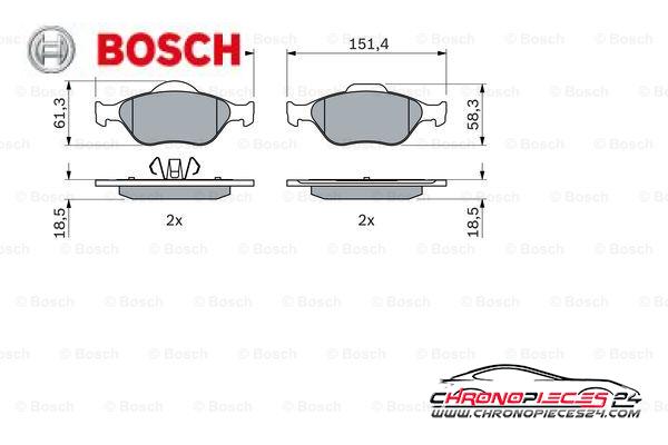 Achat de BOSCH 0 986 424 558 Kit de plaquettes de frein, frein à disque pas chères