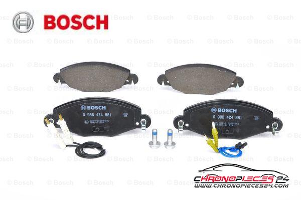 Achat de BOSCH 0 986 424 581 Kit de plaquettes de frein, frein à disque pas chères