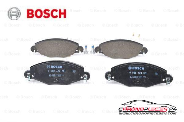 Achat de BOSCH 0 986 424 581 Kit de plaquettes de frein, frein à disque pas chères