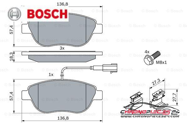 Achat de BOSCH 0 986 424 596 Kit de plaquettes de frein, frein à disque pas chères