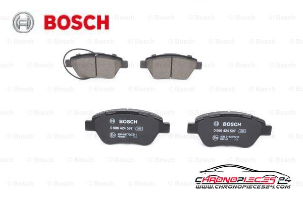 Achat de BOSCH 0 986 424 597 Kit de plaquettes de frein, frein à disque pas chères