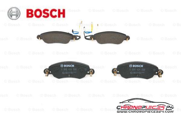 Achat de BOSCH 0 986 424 598 Kit de plaquettes de frein, frein à disque pas chères