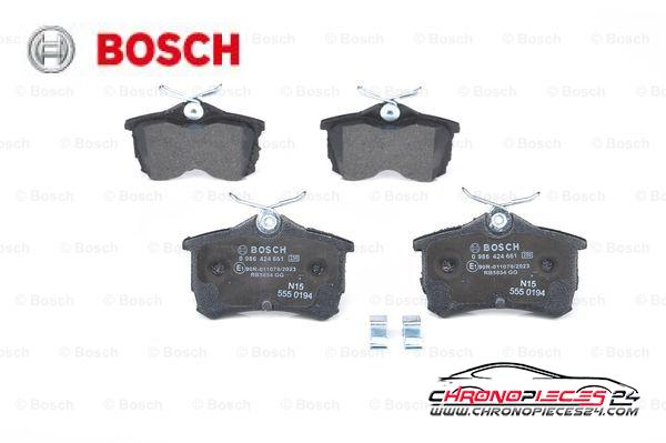 Achat de BOSCH 0 986 424 661 Kit de plaquettes de frein, frein à disque pas chères