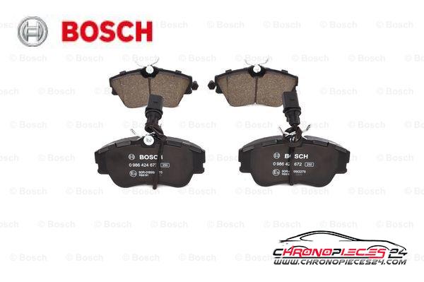 Achat de BOSCH 0 986 424 672 Kit de plaquettes de frein, frein à disque pas chères