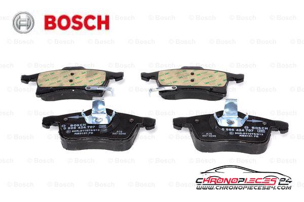 Achat de BOSCH 0 986 424 707 Kit de plaquettes de frein, frein à disque pas chères