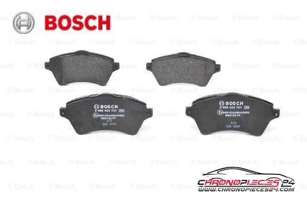 Achat de BOSCH 0 986 424 721 Kit de plaquettes de frein, frein à disque pas chères