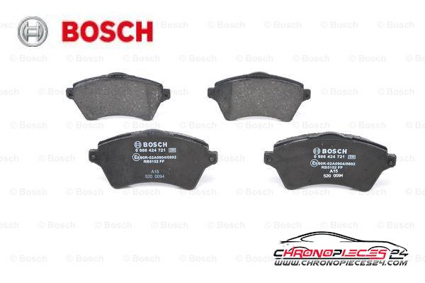 Achat de BOSCH 0 986 424 721 Kit de plaquettes de frein, frein à disque pas chères