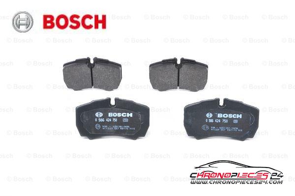 Achat de BOSCH 0 986 424 750 Kit de plaquettes de frein, frein à disque pas chères