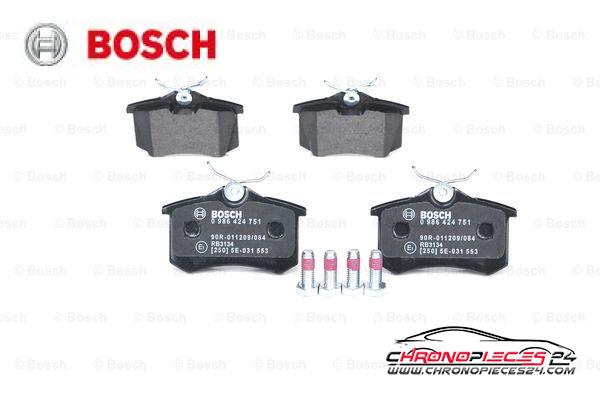 Achat de BOSCH 0 986 424 751 Kit de plaquettes de frein, frein à disque pas chères