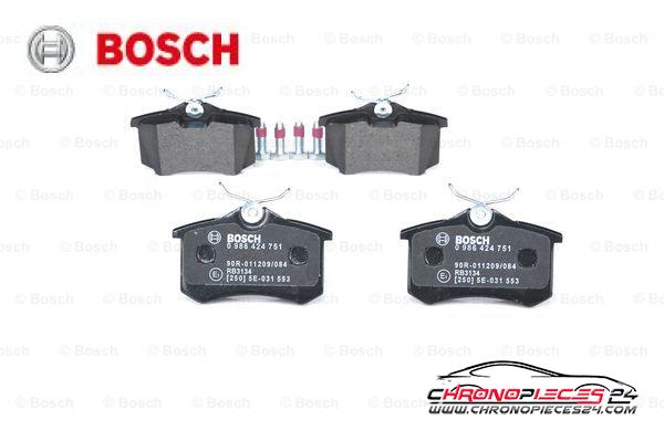 Achat de BOSCH 0 986 424 751 Kit de plaquettes de frein, frein à disque pas chères