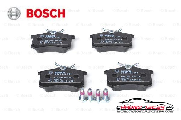 Achat de BOSCH 0 986 424 751 Kit de plaquettes de frein, frein à disque pas chères