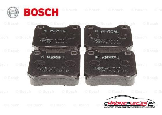 Achat de BOSCH 0 986 424 754 Kit de plaquettes de frein, frein à disque pas chères