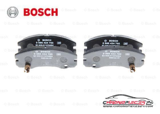 Achat de BOSCH 0 986 424 760 Kit de plaquettes de frein, frein à disque pas chères