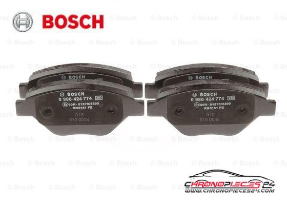 Achat de BOSCH 0 986 424 774 Kit de plaquettes de frein, frein à disque pas chères