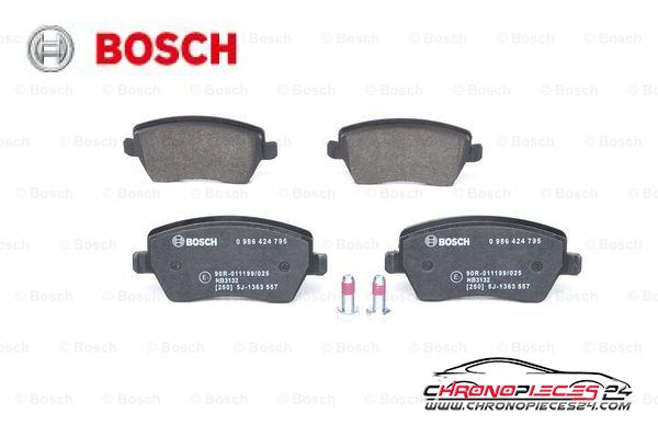 Achat de BOSCH 0 986 424 795 Kit de plaquettes de frein, frein à disque pas chères