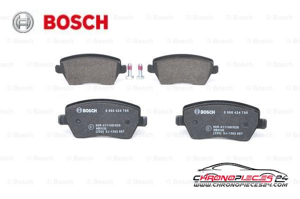 Achat de BOSCH 0 986 424 795 Kit de plaquettes de frein, frein à disque pas chères