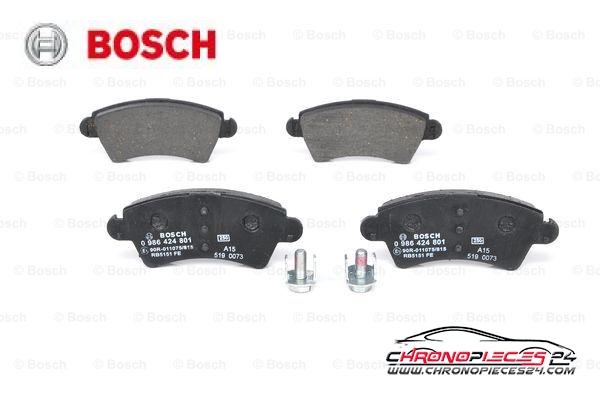 Achat de BOSCH 0 986 424 801 Kit de plaquettes de frein, frein à disque pas chères