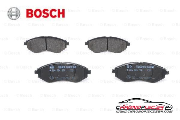 Achat de BOSCH 0 986 424 818 Kit de plaquettes de frein, frein à disque pas chères