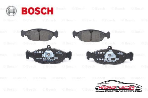 Achat de BOSCH 0 986 460 938 Kit de plaquettes de frein, frein à disque pas chères